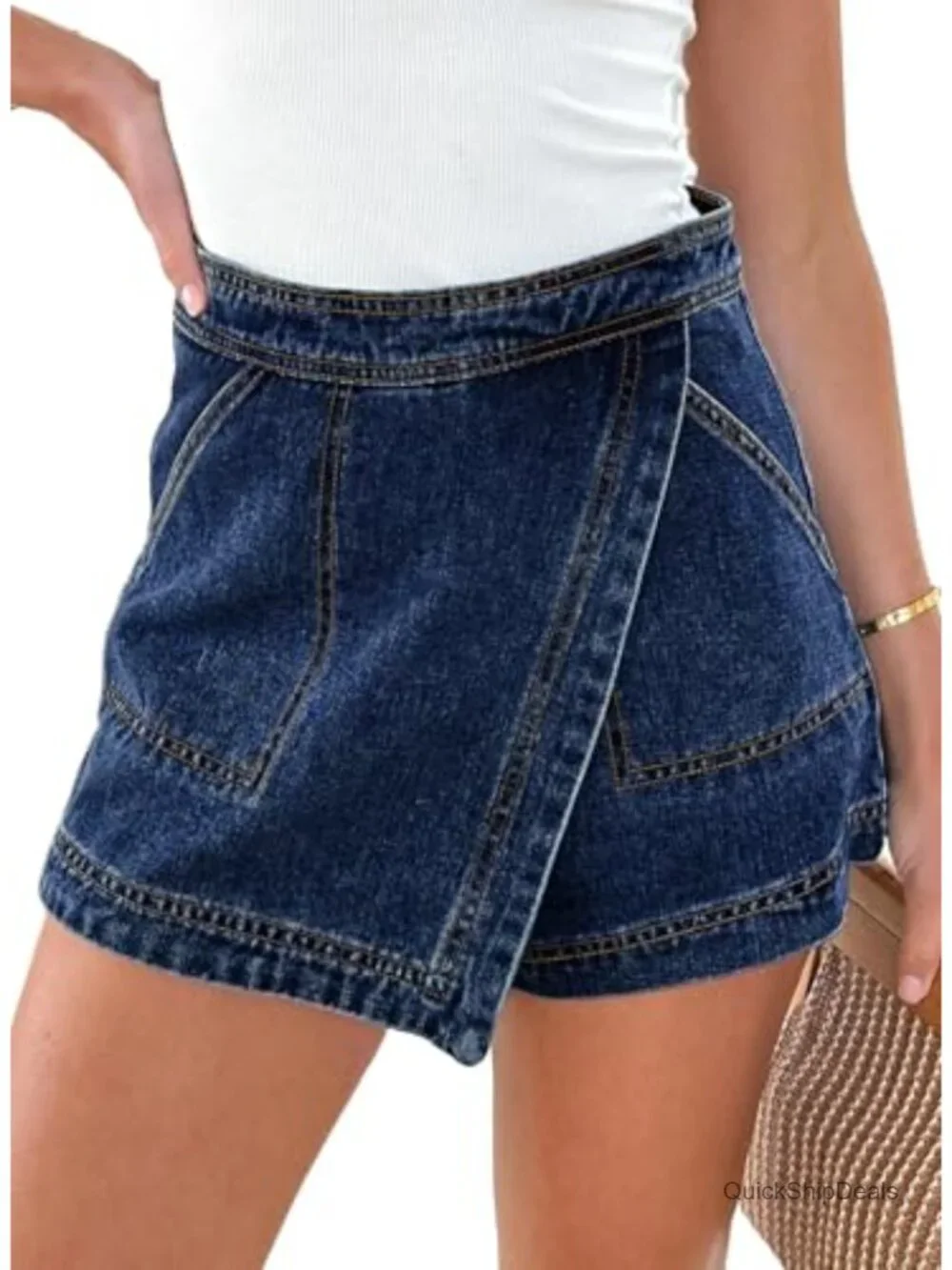 Women's High Waisted Denim Skort Mini Jean Shorts Skirt Stretchy Summer